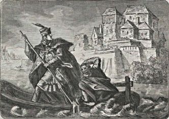  Mátyás király szemlét tart Szabács körül Irinyi Sándor rézkarca 